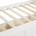 Lit de repos double avec rangement trois tiroirs, cadre de lit de repos double en bois pour chambre à coucher, blanc