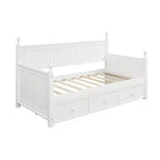 Lit de repos double avec rangement trois tiroirs, cadre de lit de repos double en bois pour chambre à coucher, blanc