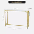 39.4 Table console industrielle, Table de canapé mince, Table d'entrée avec métal et MDF, Table de couloir industrielle, Capacité de 110 LBS, Facile à assembler