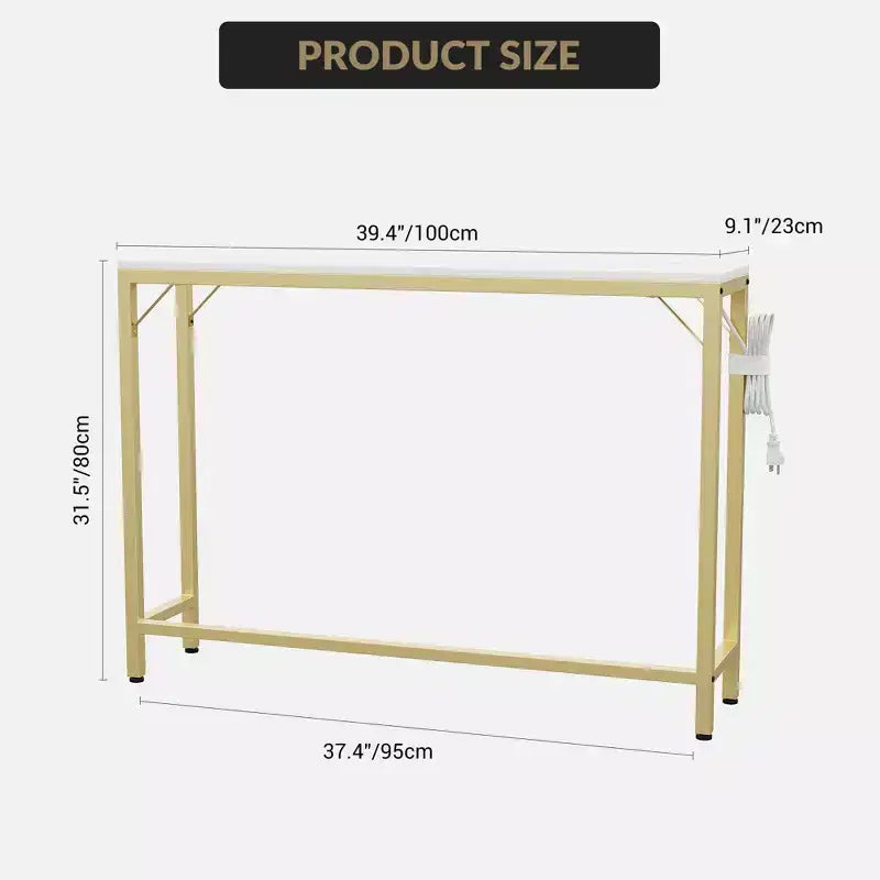 39.4 Table console industrielle, Table de canapé mince, Table d'entrée avec métal et MDF, Table de couloir industrielle, Capacité de 110 LBS, Facile à assembler