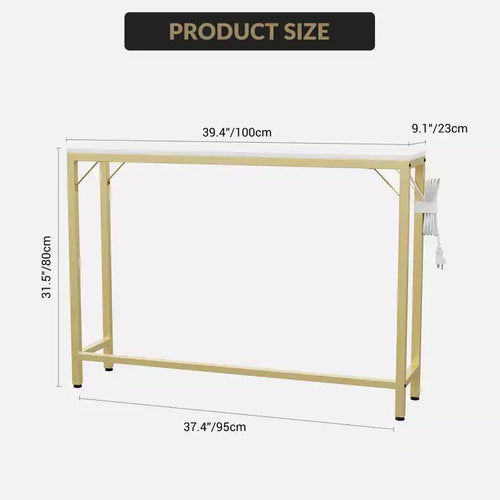 39.4 Table console industrielle, Table de canapé mince, Table d'entrée avec métal et MDF, Table de couloir industrielle, Capacité de 110 LBS, Facile à assembler