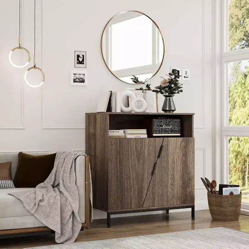 Bahut commode pour la cuisine ou la salle à manger, buffet autoportant moderne en bois