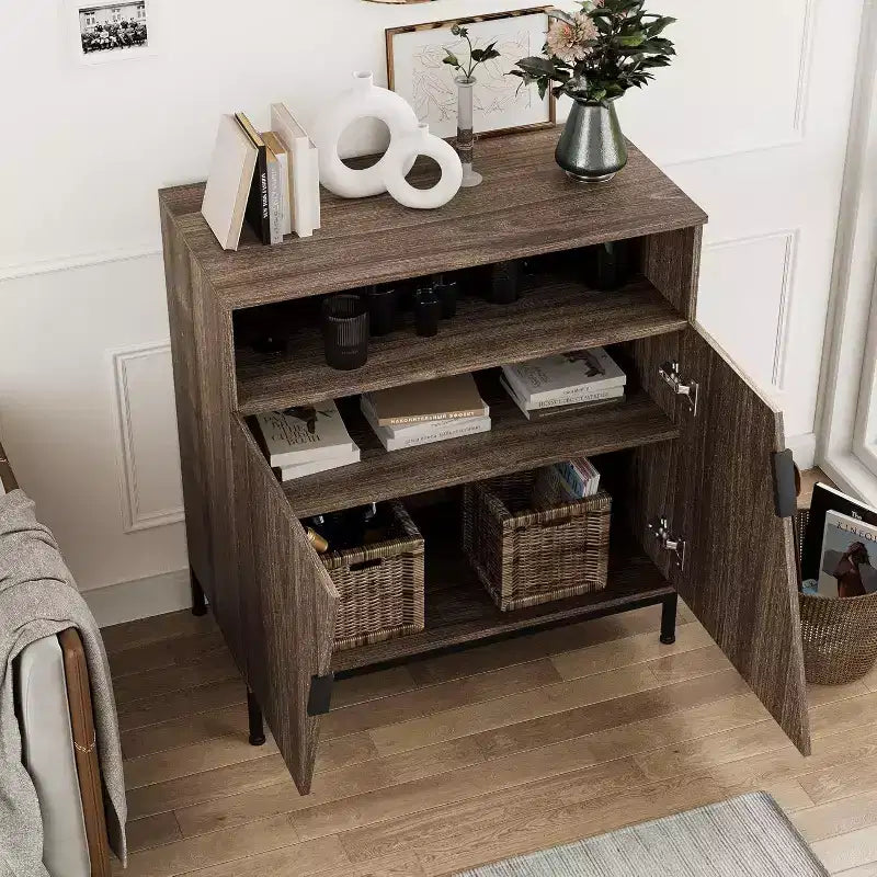 Bahut commode pour la cuisine ou la salle à manger, buffet autoportant moderne en bois