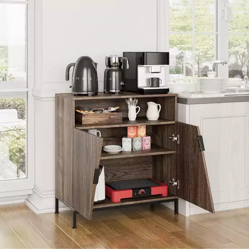 Bahut commode pour la cuisine ou la salle à manger, buffet autoportant moderne en bois