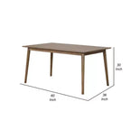 Table à manger rectangulaire avec pieds droits, en noyer de 60 pouces