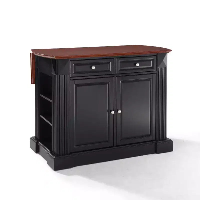 HomeStock Drop Leaf Breakfast Bar Top Kitchen Island - Black