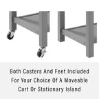 HomeStock 37 in.H Stainless Steel Kitchen Islands for Modular Kitchen with 2 Shelves