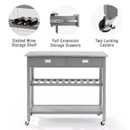 Îlot de cuisine en acier inoxydable de 94 cm de hauteur avec 2 étagères pour cuisine modulaire