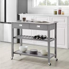 Îlot de cuisine en acier inoxydable de 94 cm de hauteur avec 2 étagères pour cuisine modulaire