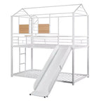 Lit superposé cabane en métal avec toboggan et étagère pour chambre d'enfant