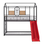 Lit superposé cabane en métal avec toboggan et étagère pour chambre d'enfant