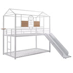 Lit superposé cabane en métal avec toboggan et étagère pour chambre d'enfant