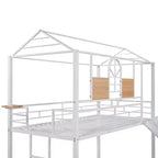Lit superposé cabane en métal avec toboggan et étagère pour chambre d'enfant