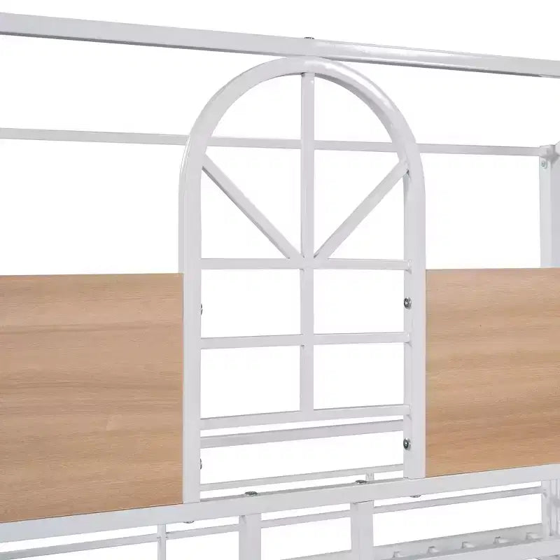 Lit superposé cabane en métal avec toboggan et étagère pour chambre d'enfant
