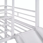 Lit superposé cabane en métal avec toboggan et étagère pour chambre d'enfant