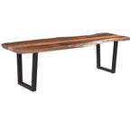 HomeRoots 66 Brown And Black Solid Wood Dining bench