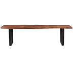 Banc de salle à manger 66 en bois massif marron et noir