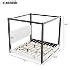 Lit Plateforme King Size en Bois avec Tête de Lit Rembourrée et Cadre en Métal, Montage Facile