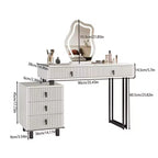 Coiffeuse moderne réglable avec miroir LED nuage, bureau de maquillage texturé à nervures avec tiroirs et armoire latérale pour chambre et petits espaces