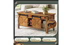 Table basse relevable de style rustique de 47,3 po avec portes coulissantes de grange, grand compartiment de rangement caché et étagère modulable pour salon