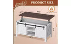 Table basse relevable de style rustique de 47,3 po avec portes coulissantes de grange, grand compartiment de rangement caché et étagère modulable pour salon
