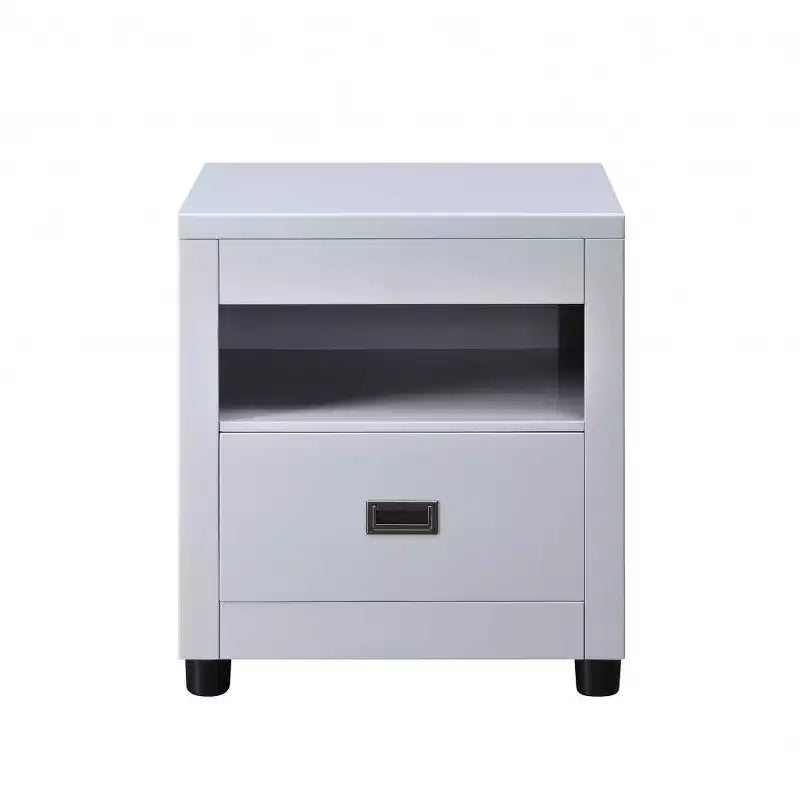 HomeRoots 24 Dove Gray Square End Table With Drawer And Shelf