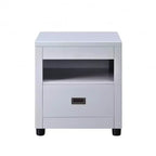 HomeRoots 24 Dove Gray Square End Table With Drawer And Shelf