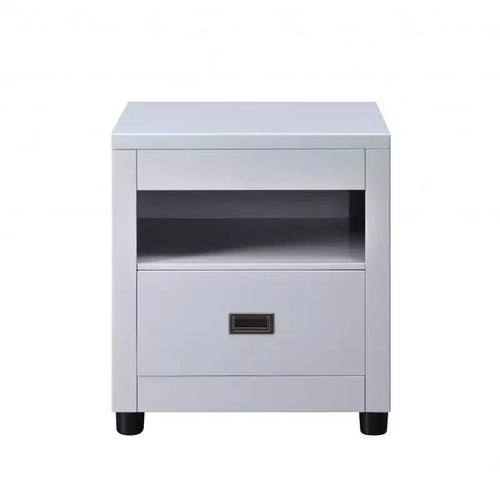 HomeRoots 24 Dove Gray Square End Table With Drawer And Shelf
