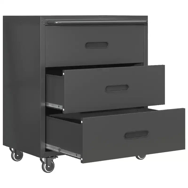 Heavy-Duty Metal Storage Cabinet with Wheels, 3 Drawer Tool Cabinet for Garage, Office, and Home Organizer Solutions