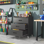 Armoire de rangement en métal robuste avec roues, armoire à outils à 3 tiroirs pour garage, bureau et solutions d'organisation domestique