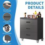 Armoire de rangement en métal robuste avec roues, armoire à outils à 3 tiroirs pour garage, bureau et solutions d'organisation domestique