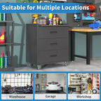 Armoire de rangement en métal robuste avec roues, armoire à outils à 3 tiroirs pour garage, bureau et solutions d'organisation domestique