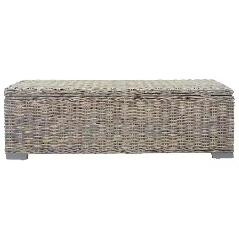 Boîte de rangement grise 110 cm en rotin kubu naturel et acajou massif