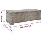 Boîte de rangement grise 110 cm en rotin kubu naturel et acajou massif