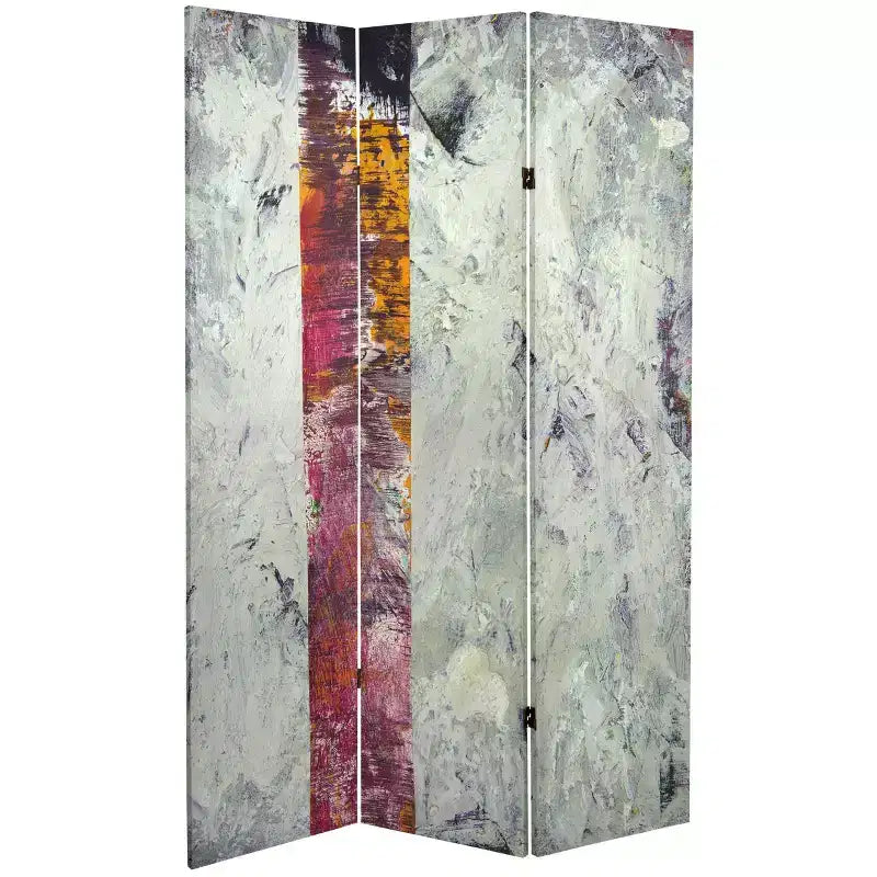 6" Double Sided November Light Canvas Room Divider Gray - Oriental Furniture: Spruce Wood Frame, No Assembly, Artistic Design