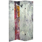 6" Double Sided November Light Canvas Room Divider Gray - Oriental Furniture: Spruce Wood Frame, No Assembly, Artistic Design