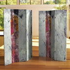 Paravent double face Novembre Lumière Toile, gris, cadre en bois d'épicéa, aucun assemblage requis