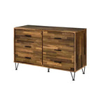 Hestia Dresser Walnut Finish - Acme Furniture: Midcentury 6-Drawer Bedroom Storage