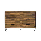 Commode Mid-century à 6 tiroirs avec pieds épingles, Fini noyer, Rangement chambre