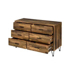 Commode Mid-century à 6 tiroirs avec pieds épingles, Fini noyer, Rangement chambre