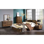 Commode Mid-century à 6 tiroirs avec pieds épingles, Fini noyer, Rangement chambre
