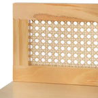 Bureau en rotin naturel avec pieds en pin, finition chêne clair, bureau d'écriture pour la maison/le bureau