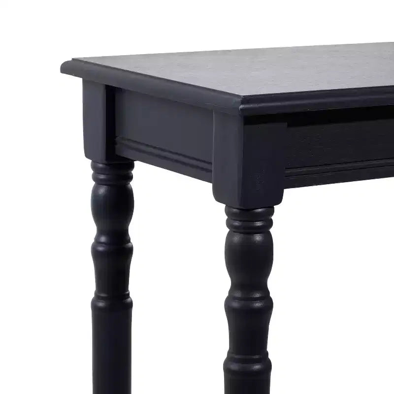 Console traditionnelle en bois noire, Meuble d'entrée, Design étroit, Plateau en MDF