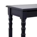 Console traditionnelle en bois noire, Meuble d'entrée, Design étroit, Plateau en MDF