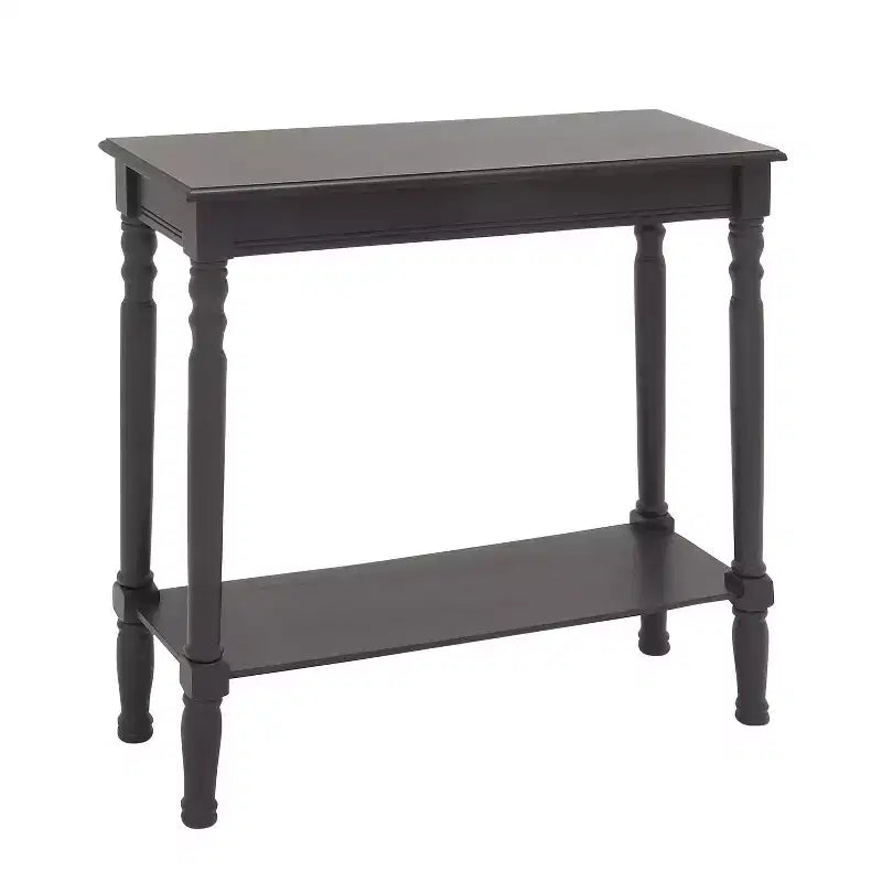 Console traditionnelle en bois noire, Meuble d'entrée, Design étroit, Plateau en MDF