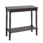 Console traditionnelle en bois noire, Meuble d'entrée, Design étroit, Plateau en MDF