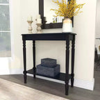 Console traditionnelle en bois noire, Meuble d'entrée, Design étroit, Plateau en MDF