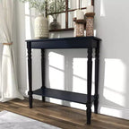Console traditionnelle en bois noire, Meuble d'entrée, Design étroit, Plateau en MDF