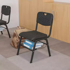 Chaise de classe d'étudiant en plastique noir avec panier à livres