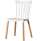 Fabulaxe Modern Plastic Dining Chair Windsor Design with Beech Wood Legs